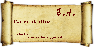 Barborik Alex névjegykártya